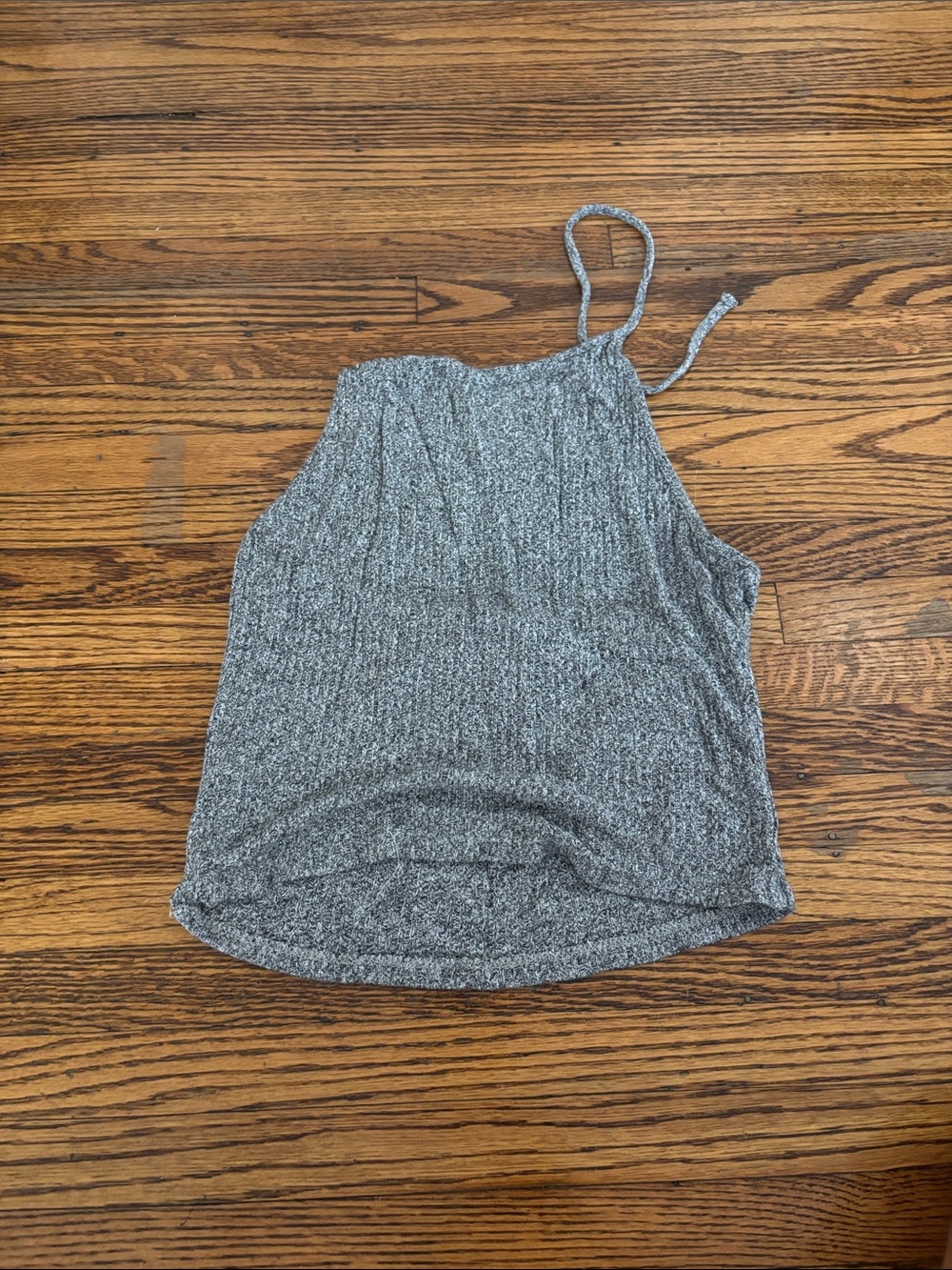 Sleeveless Gray Ribbed Tank Top
